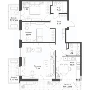 3-к квартира, строящийся дом, 91м2, 8/8 этаж