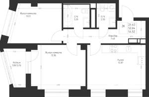 2-к квартира, вторичка, 55м2, 7/23 этаж