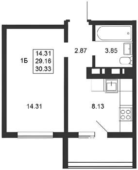 1-к квартира, вторичка, 31м2, 15/19 этаж