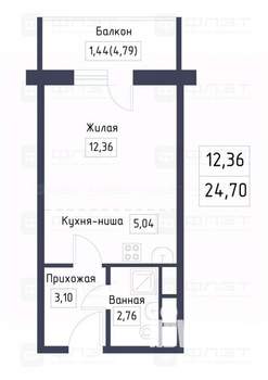Студия квартира, вторичка, 25м2, 3/19 этаж