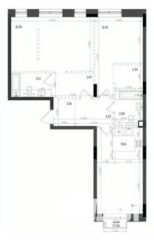 3-к квартира, вторичка, 98м2, 3/6 этаж