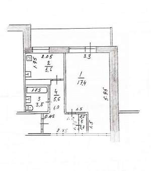 1-к квартира, вторичка, 33м2, 3/9 этаж