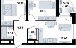 2-к квартира, вторичка, 48м2, 4/10 этаж