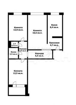 3-к квартира, вторичка, 68м2, 4/9 этаж