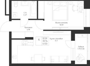1-к квартира, вторичка, 42м2, 2/23 этаж