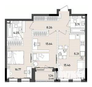 3-к квартира, вторичка, 67м2, 9/9 этаж