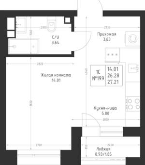 Студия квартира, вторичка, 27м2, 7/23 этаж
