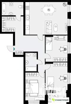 3-к квартира, вторичка, 107м2, 13/18 этаж