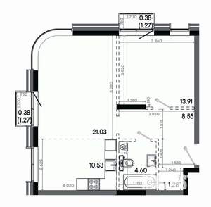 2-к квартира, вторичка, 61м2, 6/16 этаж