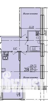 2-к квартира, сданный дом, 61м2, 7/19 этаж