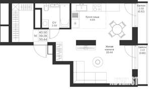 1-к квартира, вторичка, 41м2, 5/25 этаж