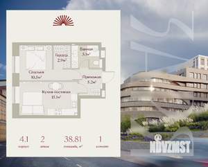 1-к квартира, вторичка, 39м2, 2/8 этаж