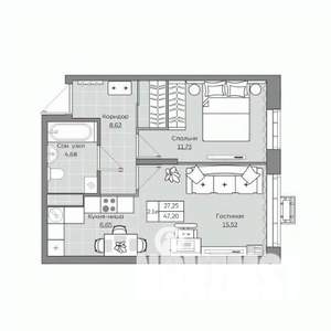 2-к квартира, вторичка, 47м2, 10/19 этаж