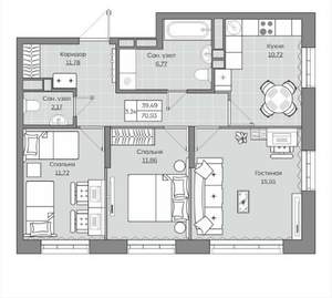 3-к квартира, вторичка, 71м2, 5/19 этаж