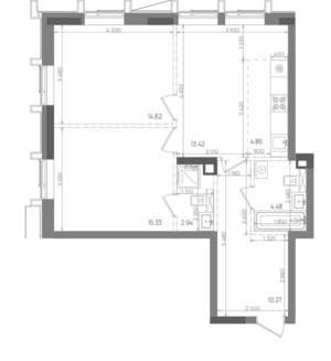 3-к квартира, строящийся дом, 66м2, 20/22 этаж