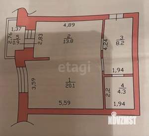1-к квартира, вторичка, 46м2, 2/5 этаж