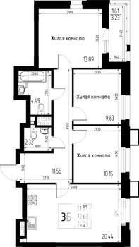 3-к квартира, вторичка, 74м2, 8/13 этаж