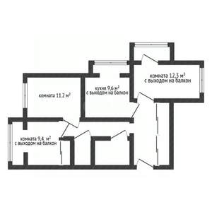 3-к квартира, вторичка, 65м2, 1/5 этаж