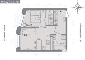 1-к квартира, строящийся дом, 37м2, 8/25 этаж