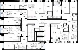 3-к квартира, строящийся дом, 77м2, 12/20 этаж