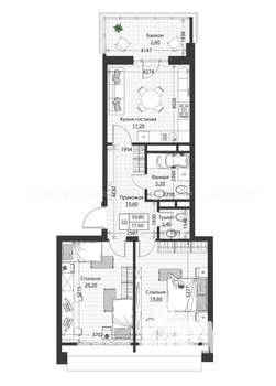 2-к квартира, строящийся дом, 78м2, 4/4 этаж