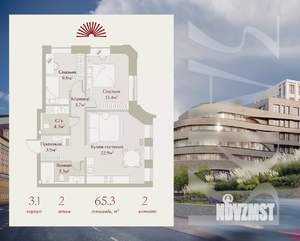 2-к квартира, вторичка, 65м2, 2/8 этаж