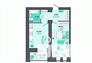 1-к квартира, строящийся дом, 48м2, 8/11 этаж