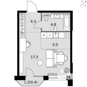 Студия квартира, вторичка, 32м2, 6/20 этаж