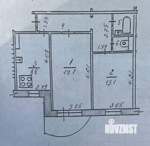 2-к квартира, вторичка, 55м2, 4/10 этаж