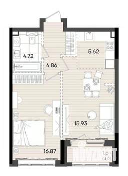 2-к квартира, вторичка, 50м2, 9/23 этаж