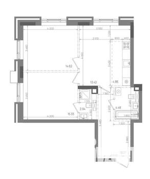 3-к квартира, вторичка, 66м2, 6/14 этаж