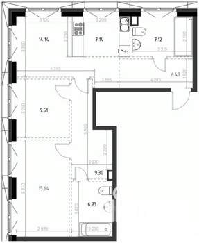 2-к квартира, вторичка, 76м2, 7/10 этаж