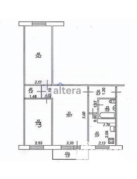 3-к квартира, вторичка, 60м2, 3/5 этаж