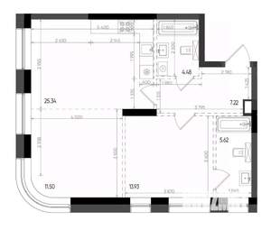 2-к квартира, вторичка, 68м2, 2/22 этаж