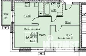 2-к квартира, вторичка, 51м2, 11/15 этаж