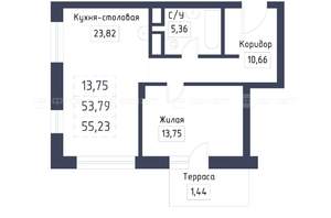 1-к квартира, вторичка, 55м2, 5/5 этаж