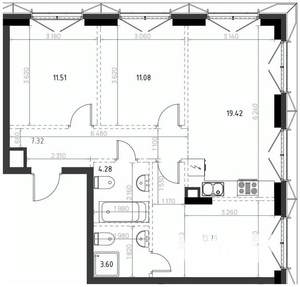 3-к квартира, вторичка, 71м2, 7/15 этаж