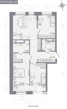 3-к квартира, строящийся дом, 80м2, 5/23 этаж