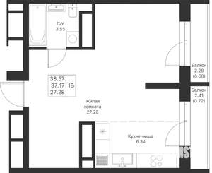 1-к квартира, вторичка, 39м2, 13/25 этаж