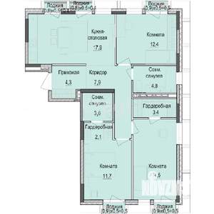 3-к квартира, строящийся дом, 85м2, 13/18 этаж