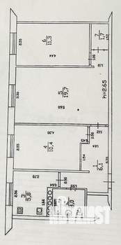 3-к квартира, вторичка, 58м2, 2/5 этаж