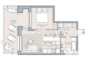 2-к квартира, вторичка, 50м2, 8/20 этаж