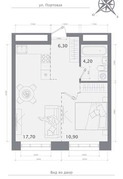 1-к квартира, строящийся дом, 39м2, 13/19 этаж