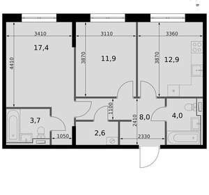 2-к квартира, вторичка, 61м2, 15/19 этаж