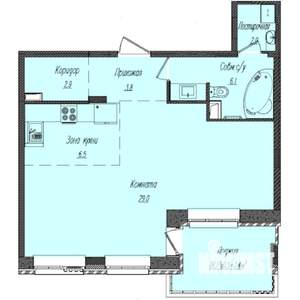 1-к квартира, строящийся дом, 54м2, 2/4 этаж