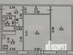 2-к квартира, вторичка, 46м2, 5/5 этаж