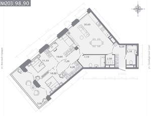 3-к квартира, строящийся дом, 99м2, 2/25 этаж