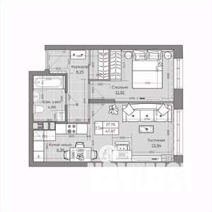 2-к квартира, вторичка, 47м2, 9/19 этаж