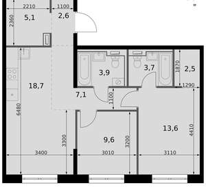 3-к квартира, вторичка, 67м2, 18/19 этаж