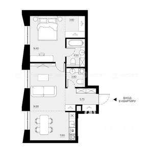 1-к квартира, вторичка, 59м2, 4/5 этаж